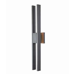 Slate - 44W 2 LED Twin Bar Outdoor Wall Mount-28 Inches Tall and 4.7 Inches Wide - 1308695
