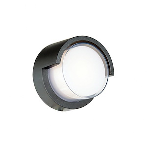 Geo - 6.7 Inch 9W 1 LED Round Outdoor Wall Sconce With Hood