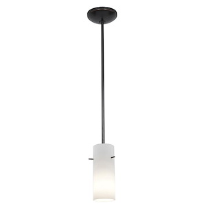 Cylinder-1 LED Glass Pendant with Rod-4 Inches Wide by 10 Inches Tall
