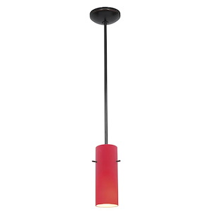 Cylinder-1 LED Glass Pendant with Rod-4 Inches Wide by 10 Inches Tall - 758520