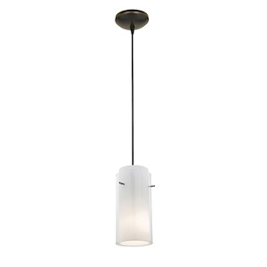 Glass n Glass Cylinder-11W 1 LED Cord Pendant-4.5 Inches Wide by 10 Inches Tall - 520810