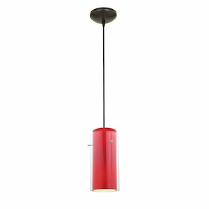 Glass n Glass Cylinder-11W 1 LED Cord Pendant-4.5 Inches Wide by 10 Inches Tall - 520810