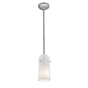 Glass n Glass Cylinder-11W 1 LED Rod Pendant-4.5 Inches Wide by 10 Inches Tall