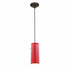 Glass n Glass Cylinder-11W 1 LED Rod Pendant-4.5 Inches Wide by 10 Inches Tall - 520809