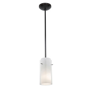 Glass n Glass Cylinder-12W 1 LED Rod Pendant-4.5 Inches Wide by 10 Inches Tall - 520807