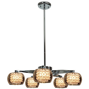 Glam-Five Light Chandelier-22.8 Inches Wide By 5.5 Inches Tall