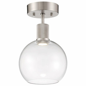 Port Nine - 9W 1 LED Semi-Flush Mount In Transitional Style-12 Inches Tall and 7.5 Inches Wide