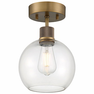 Port Nine - 9W 1 LED Semi-Flush Mount In Transitional Style-12 Inches Tall and 7.5 Inches Wide - 1265468