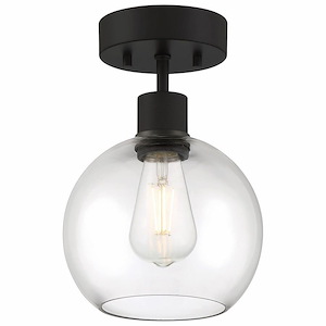 Port Nine - 9W 1 LED Semi-Flush Mount In Transitional Style-12 Inches Tall and 7.5 Inches Wide - 1265470