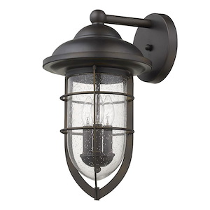 Dylan 3-Light Wall Light in Nautical Style - 10 Inches Wide by 17.5 Inches High