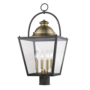 Savannah 4-Light Post Mount Light in Colonial Style - 12 Inches Wide by 25.25 Inches High