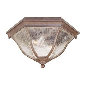 Two Light Outdoor Flush Mount - 14.5 Inches Wide by 7.75 Inches High