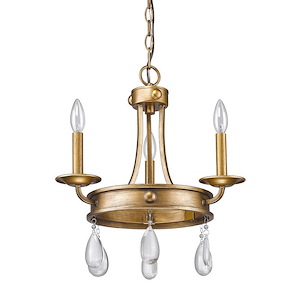 Krista - Three Light Mini Chandelier in Antique Style - 11 Inches Wide by 17.75 Inches High