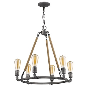 Grayson - Six Light Chandelier in Industrial Style - 24 Inches Wide by 23 Inches High