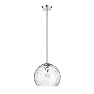 Mackenzie - 1-Light Pendant With Rippled Water Glass In Glam Style - 1271576