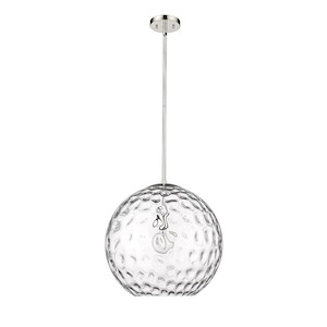Mackenzie - 1-Light Pendant With Rippled Water Glass In Glam Style - 1271577