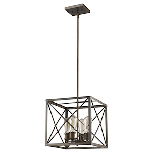 Brooklyn - Four Light Pendant in Industrial Style - 12.5 Inches Wide by 12 Inches High