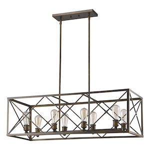 Brooklyn - Eight Light Pendant in Industrial Style - 13.5 Inches Wide by 12 Inches High