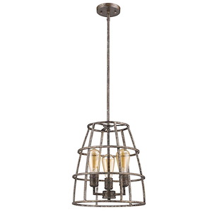 Rebarre - Three Light Pendant in Industrial Style - 13 Inches Wide by 14.5 Inches High