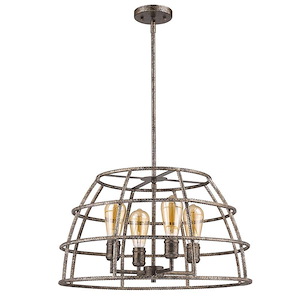 Rebarre - Four Light Pendant in Industrial Style - 22 Inches Wide by 12.5 Inches High