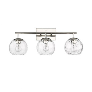Mackenzie - 3-Light Bath Vanity With Rippled Water Glass In Glam Style - 1271580