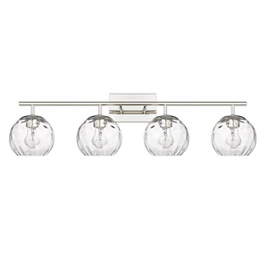Mackenzie - 4-Light Bath Vanity With Rippled Water Glass In Glam Style - 1271581
