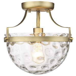 Quinn - 1 Light Semi-Flush Mount In Traditional Style-11 Inches Tall and 10.5 Inches Wide