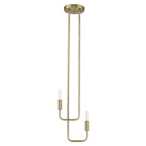 Perret 2-Light Pendant in Mid-century Style - 2.75 Inches Wide by 15 Inches High