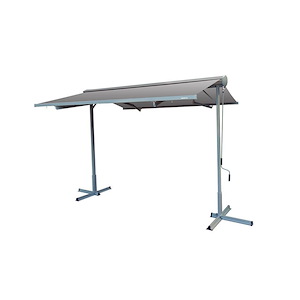 FS Series-Free Standing Dual-Deploying Manual Retractable Awning-Top-Quality 100% Acrylic UV Sun Shade Canopy