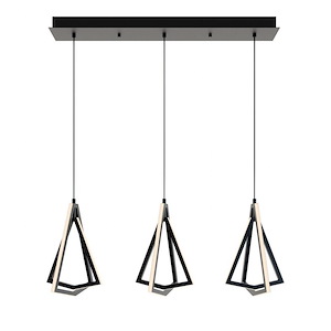 Gianna - 60W 3 LED Linear Pendant In Modern Style-14.88 Inches Tall and 12.66 Inches Wide - 1284356