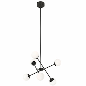 Pearl - 40W 6 LED Pendant In Mid-Century Modern Style-4 Inches Tall and 24 Inches Wide