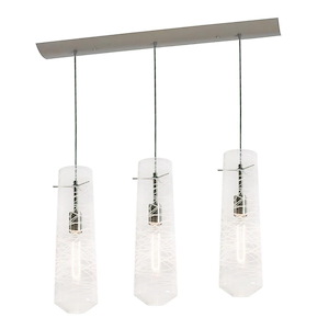 Spun - 3 Light Linear Pendant In Modern Style-16.75 Inches Tall and 5 Inches Wide