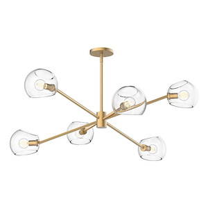 Willow - 6 Light Chandelier-13 Inches Tall and 37 Inches Wide