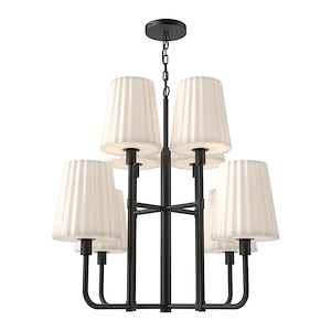 Plisse - 8 Light Chandelier with Glass-25.88 Inches Tall and 30 Inches Wide - 1288317