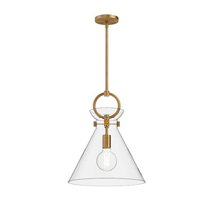 Emerson - 1 Light Pendant with Glass-17 Inches Tall and 14 Inches Wide - 1288469
