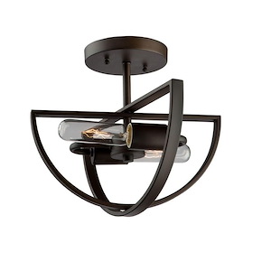 Newport-2 Light Semi-Flush Mount in Transitional Style-12 Inches Wide by 10.5 Inches High
