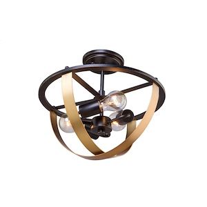 Capri-3 Light Semi-Flush Mount in Transitional Style-15 Inches Wide by 12.75 Inches High
