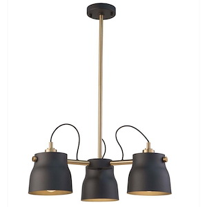 Euro Industrial-3 Light Chandelier in Transitional Style-21 Inches Wide by 18 Inches High - 857436