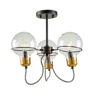 Martina-3 Light Semi-Flush Mount in Industrial Style-10.86 Inches High