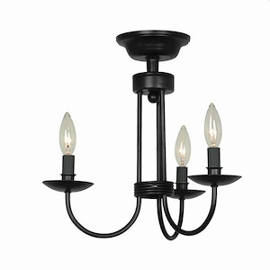 Wrought Iron-3 Light Flush Mount in Traditional Style-15.5 Inches Wide by 14.5 Inches High - 745587