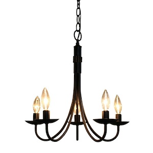 Wrought Iron-5 Light Chandelier-5.25 Inches Wide by 11.5 Inches High