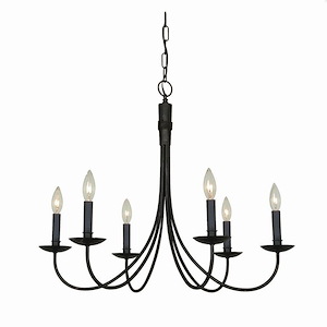 Wrought Iron-6 Light Chandelier-28 Inches Wide by 24 Inches High - 745586