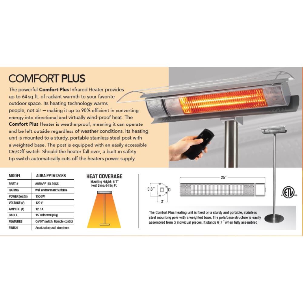 Aura - AURAPP15120SS-R - Aura Short Wave Electric Radiant Infrared Heater