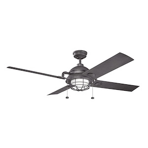 Bowns Yard - Ceiling Fan with Light Kit - with Traditional inspirations - 17.5 inches tall by 65 inches wide