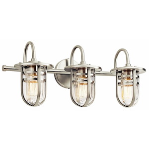 Delph Hollow - 3 Light Transitional Bathroom Light Fixture Damp Location Rated with Coastal Style - 10.25 inches tall by 24 inches wide - 1229792