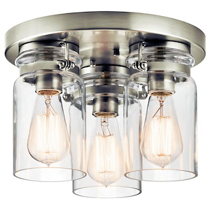 Corfe Mount - 3 light Flush Mount - with Vintage Industrial inspirations - 8 inches tall by 11.75 inches wide - 1229864