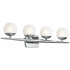 Fair Point-4 Light Bathroom Light Fixture Approved for Damp Locations-with Mid-Century/Retro inspirations-7.5 inches tall by 32.25 inches wide - 1229945