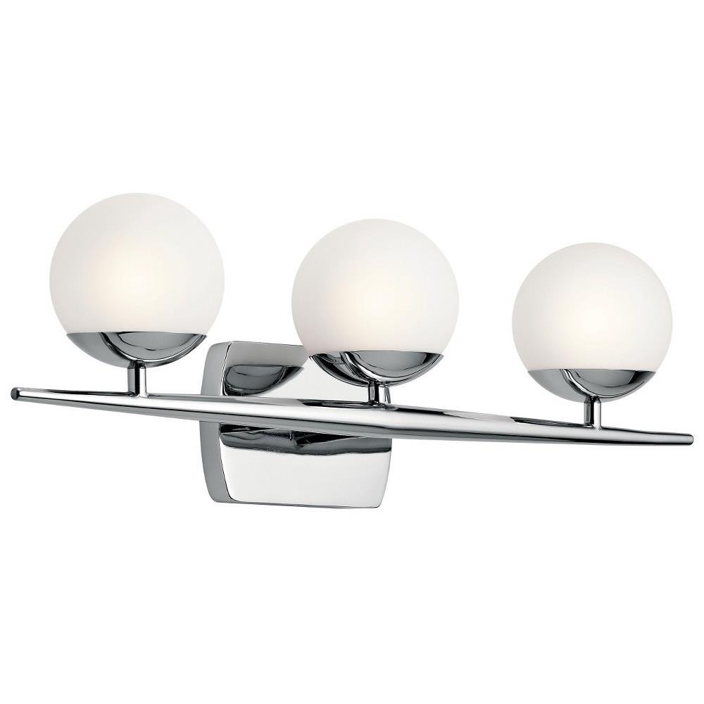 Bailey Street Home 147-BEL-2014008 Fair Point-3 Light Bathroom Light Fixture Approved for Damp Locations-with Mid-Century/Retro inspirations-7.75 inches tall by 24.5 inches wide