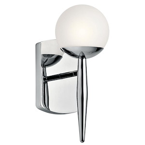 1 Light Mid Century Modern Steel Wall Mount with Chrome Finish and Satin Etched Cased Opal Glass-11.5 Inches H by 4.5 Inches W - 1230170