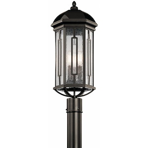 Geldof Road - 3 light Outdoor Post Lantern - with Traditional inspirations - 23 inches tall by 9.5 inches wide